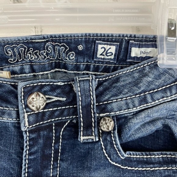 MISS ME Boot Jeans Style M3039B Aztec Embellished Size 26 - Picture 5 of 7